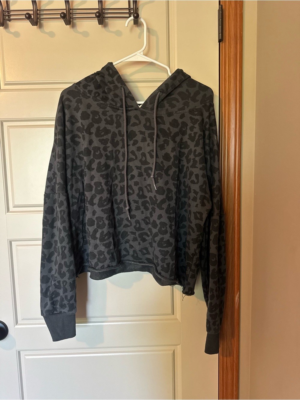 Mazik Charcoal and Black Leopard Print Hoodie
